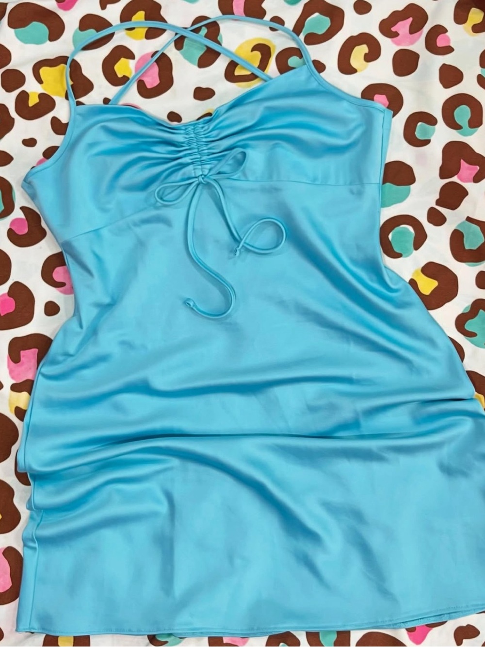 River Island Bright Baby Blue Mini Dress